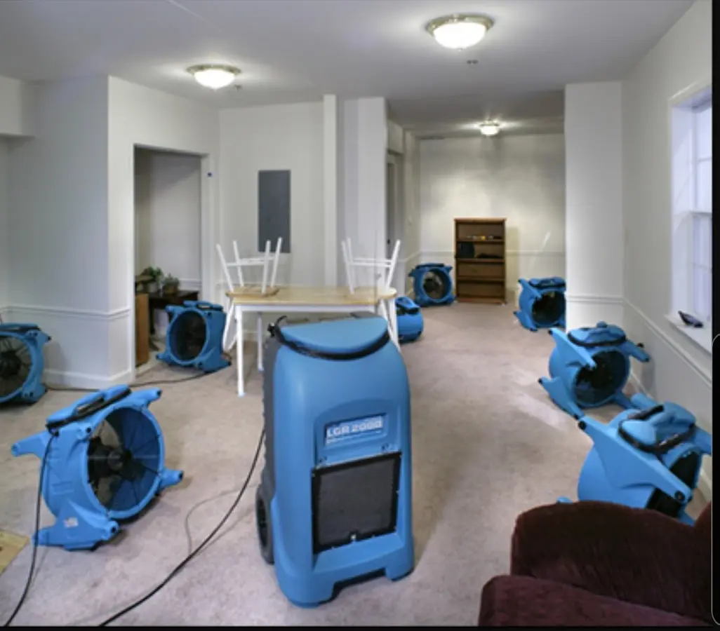 Air movers and dehumidifier setup for Water Extraction & Removal in Colville