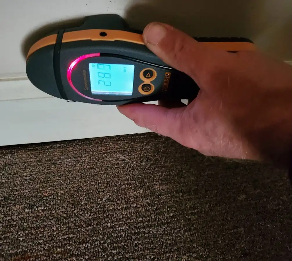 Moisture detection at baseboard during Burst Pipe Cleanup in Colville